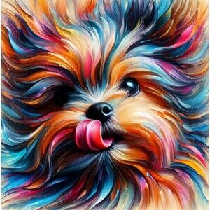 Yorkie card 5 x 7 on linen paper blank card